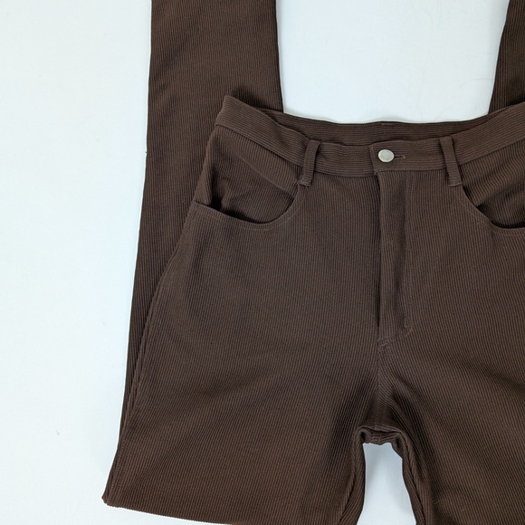 90s Ribbed Brown Pants Skinny Leg Bootcut Ultra High Waist - Picture 8 of 8